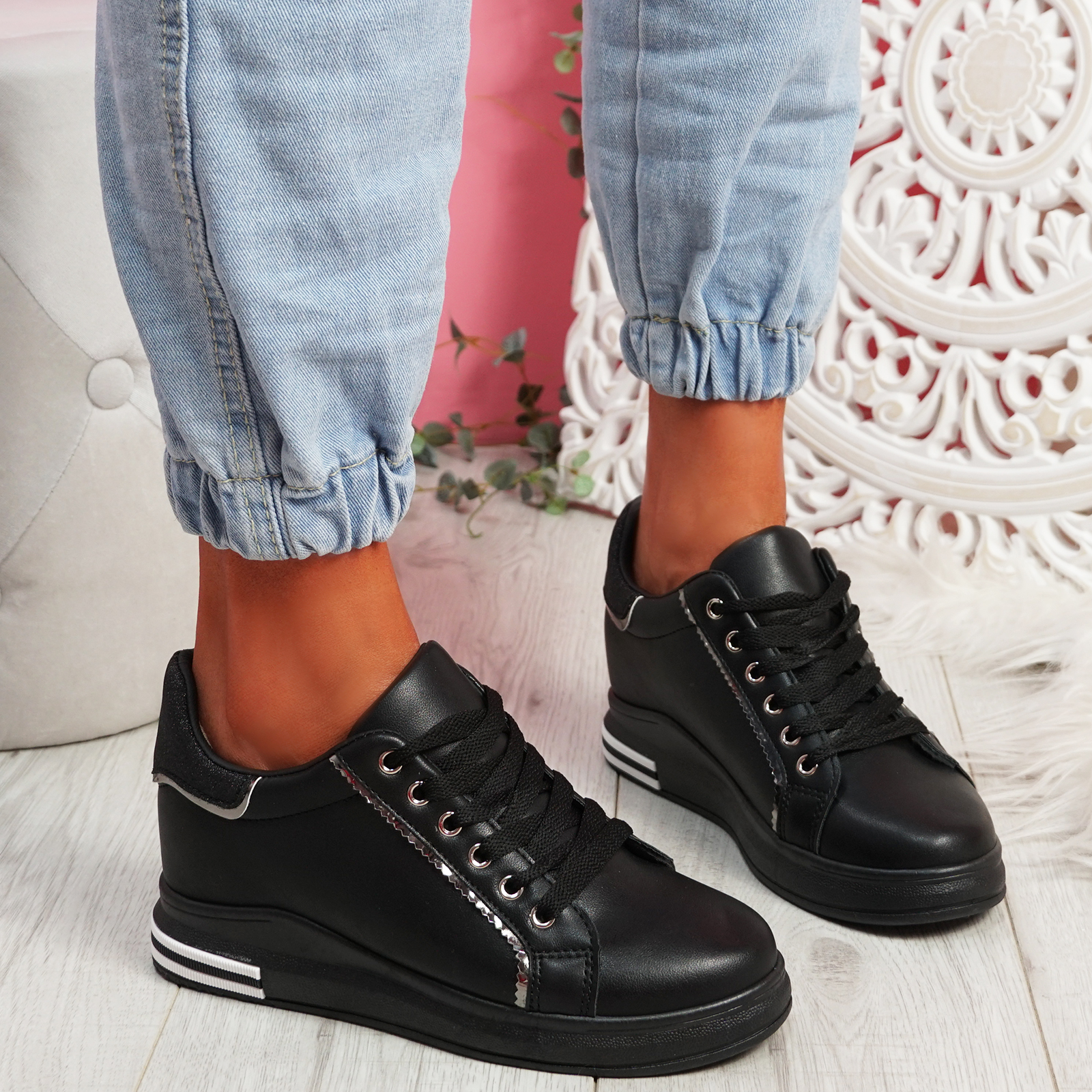 YZ Fashion Wedge Sneaker for Women High Heel Lace Up India | Ubuy