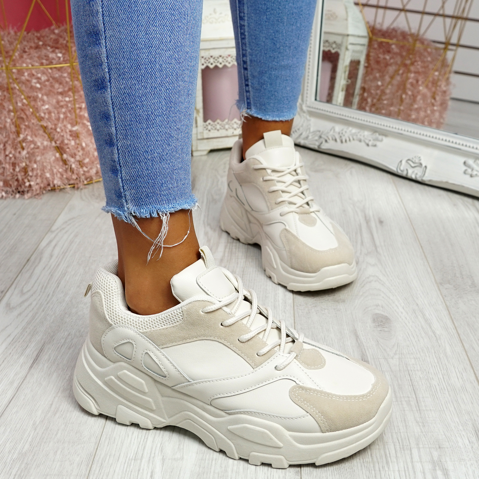 Womens Ladies Lace Up Platform Trainers Chunky Sneakers Party Women 