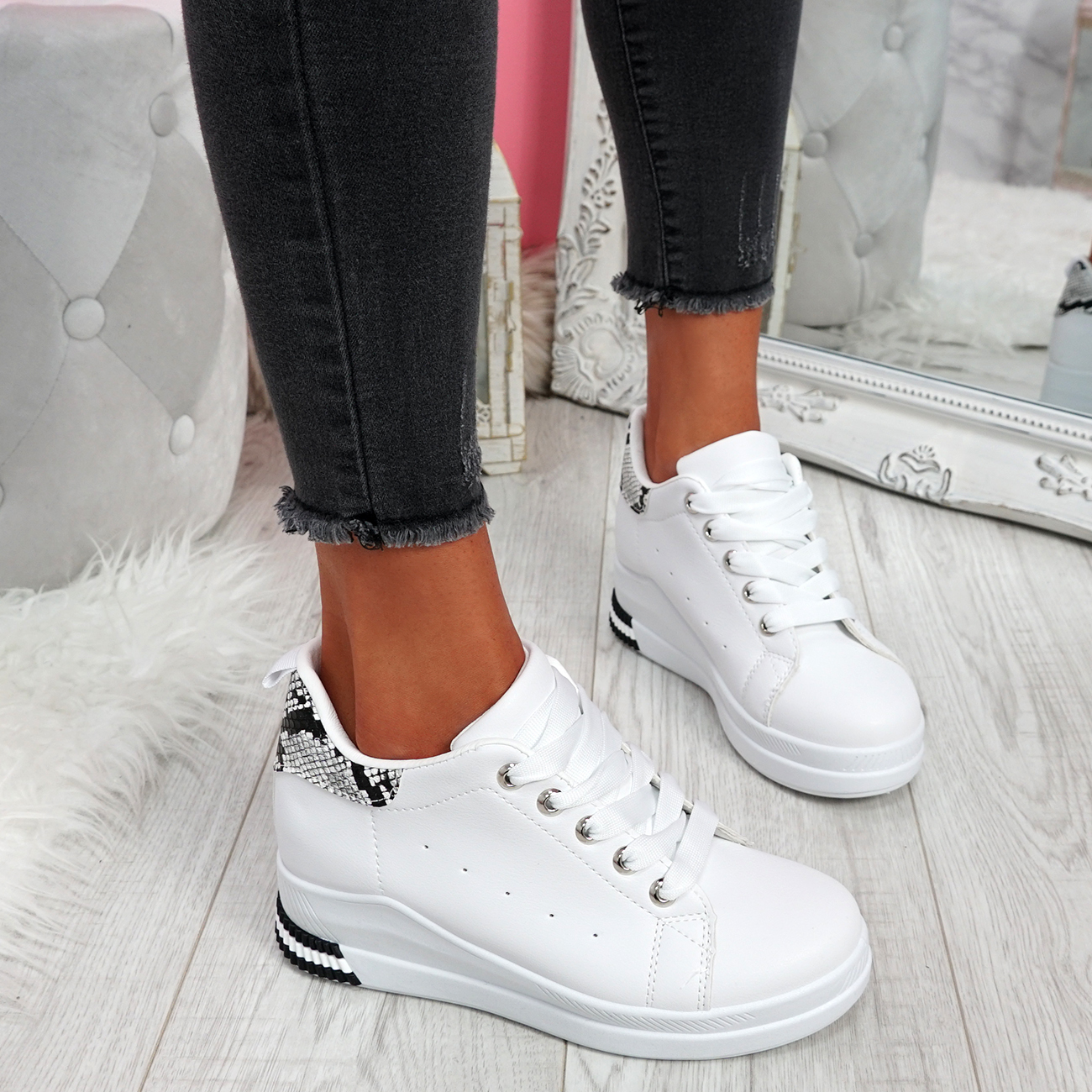 WOMENS LADIES LACE UP WEDGE PARTY TRAINERS WOMEN CASUAL FASHION ...