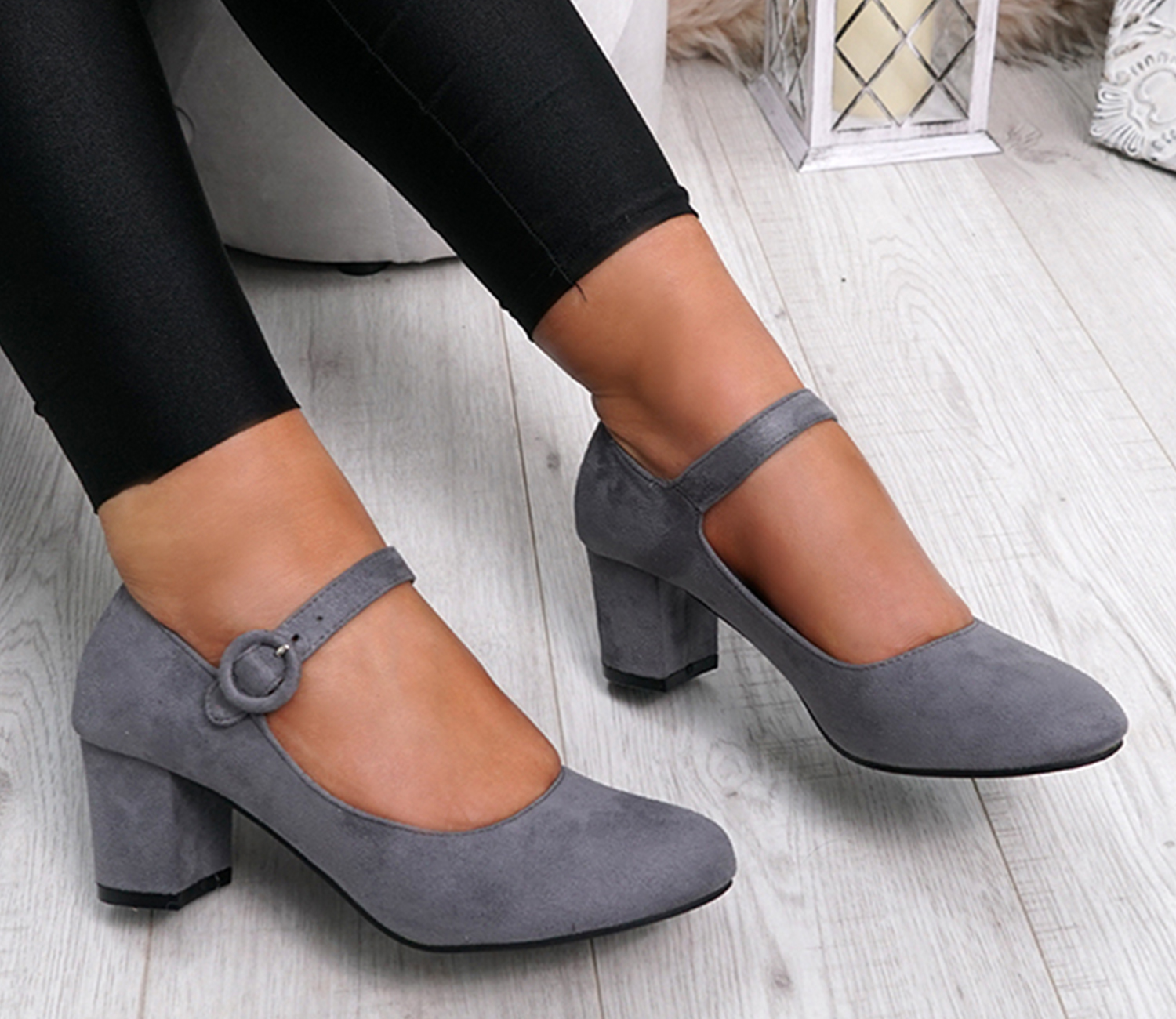 NEW WOMENS MARY JANE BLOCK HEEL PUMPS BUCKLE CASUAL COMFY SHOES SIZE UK ...