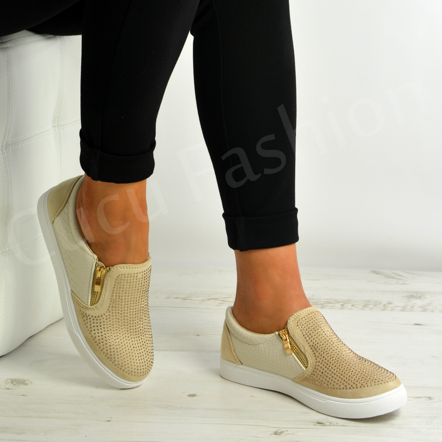 WOMENS LADIES GOLD TRAINERS LACE UP SNEAKERS CASUAL PLIMSOLLS SHOES SIZES 3-8 