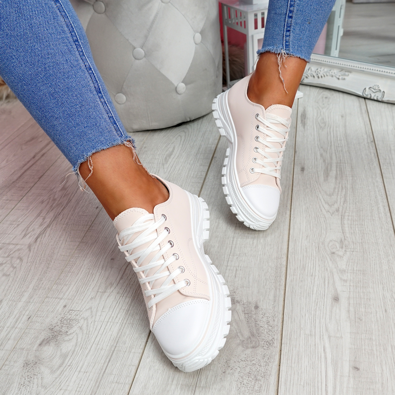 WOMENS LADIES LACE UP TRAINERS COMFY CASUAL CHUNKY SNEAKERS PLIMSOLLS ...