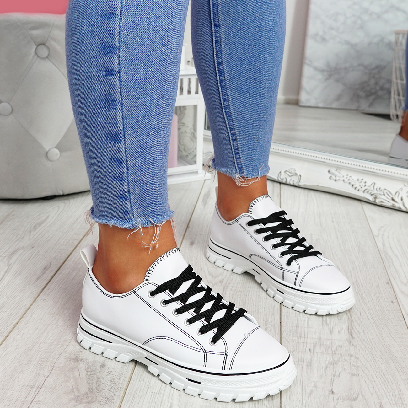 WOMENS LADIES LACE UP TRAINERS COMFY CASUAL CHUNKY SNEAKERS PLIMSOLLS ...