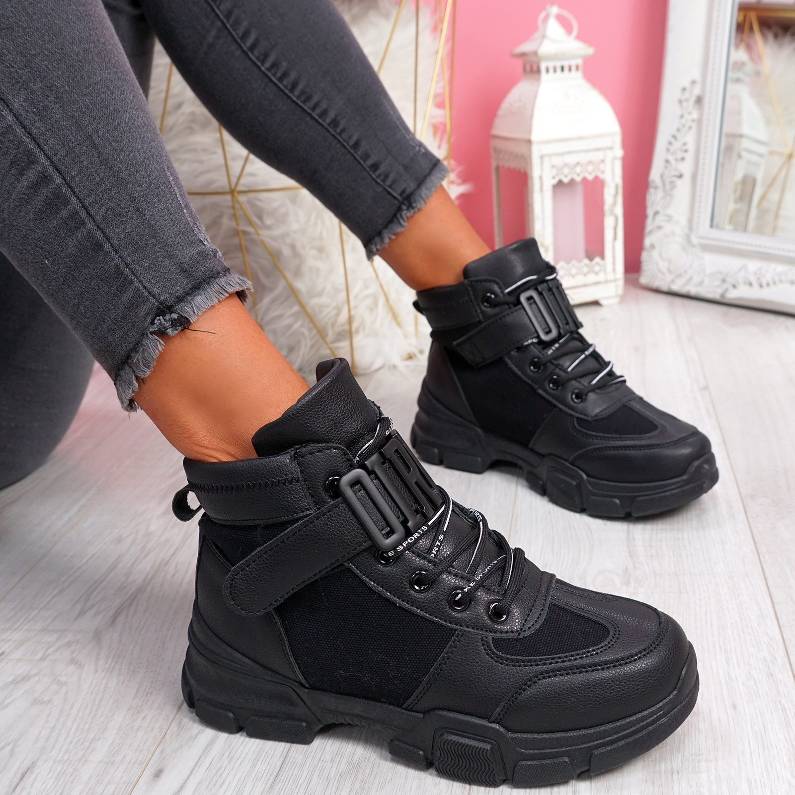 WOMENS LADIES HIGH TOP ANKLE BOOTS TRAINERS CHUNKY PARTY WOMEN SHOES ...
