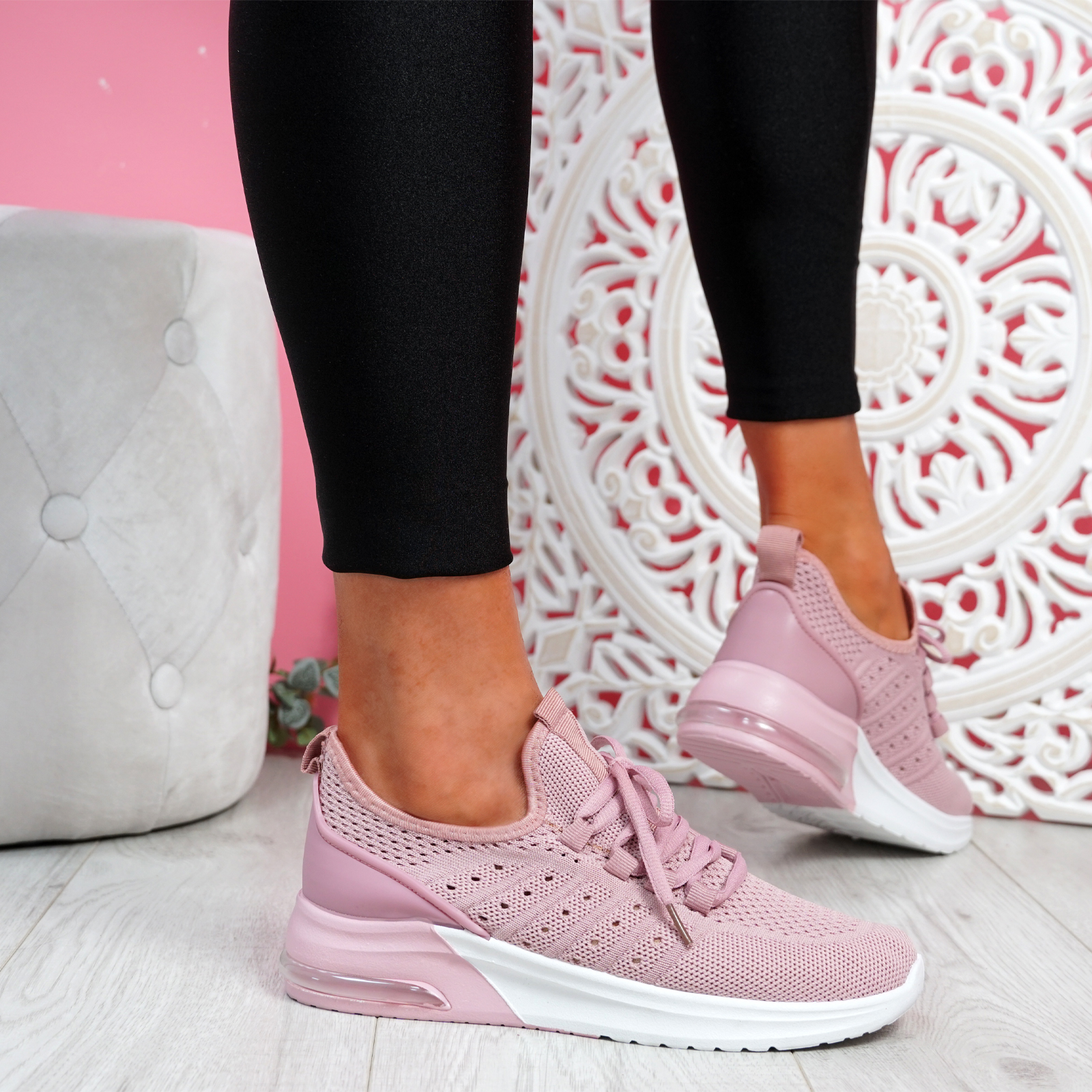 WOMENS LADIES KNIT LACE TRAINERS SPORT SNEAKERS RUNNING WOMEN SHOES ...