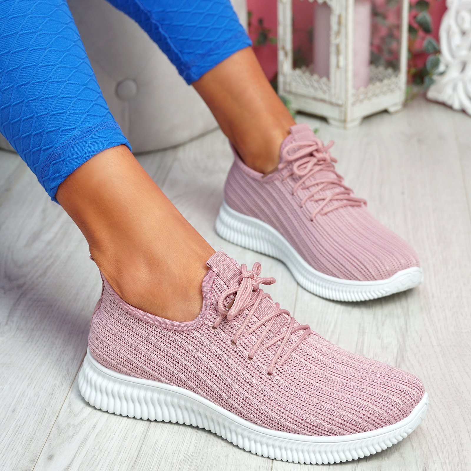 WOMENS LADIES KNIT TRAINERS LACE UP SLIP ON SPORT RUNNING SNEAKERS ...