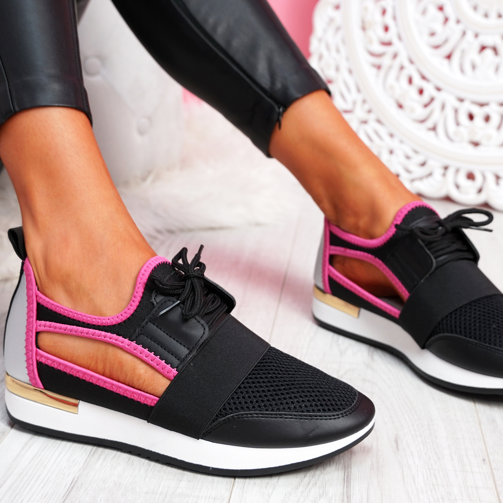 WOMENS LADIES CUT OUT SPORT SNEAKERS PARTY TRAINERS MULTICOLOR WOMEN ...