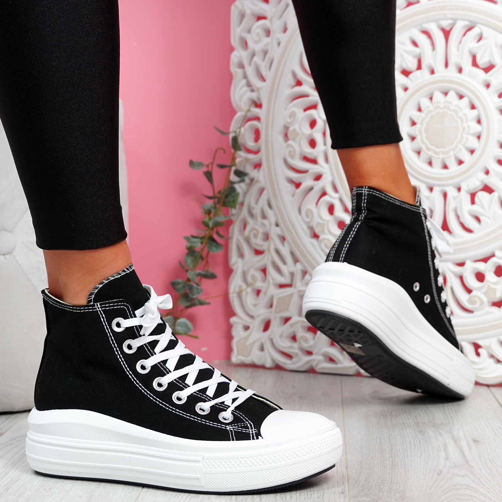 WOMENS LADIES HIGH TOP CHUNKY TRAINERS PLATFORM LACE UP SNEAKERS WOMEN SHOES