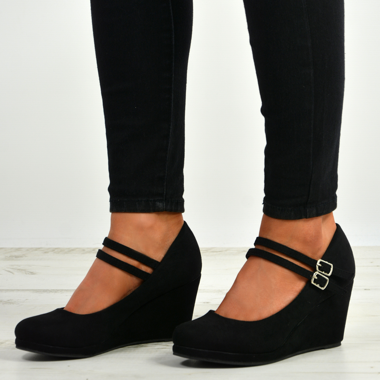 Womens Ladies High Heel Pumps Platform Double Strap Shoes Size Uk 3-8 | eBay