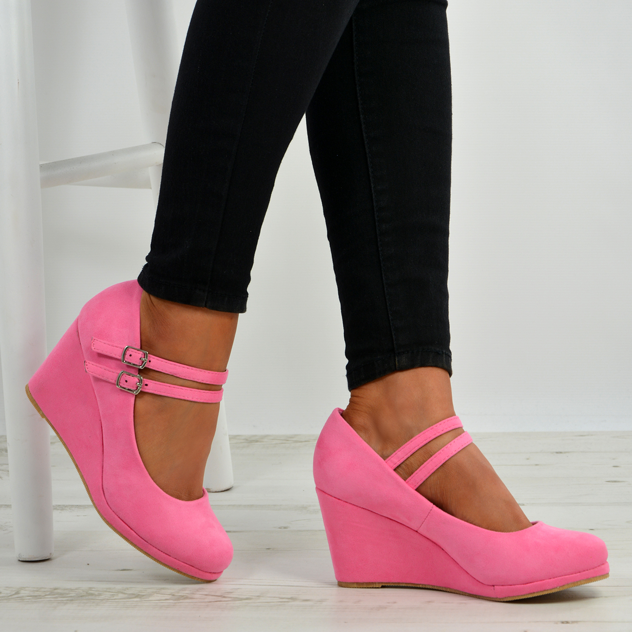 Womens Ladies High Heel Pumps Platform Double Strap Shoes Size Uk 3-8 | eBay
