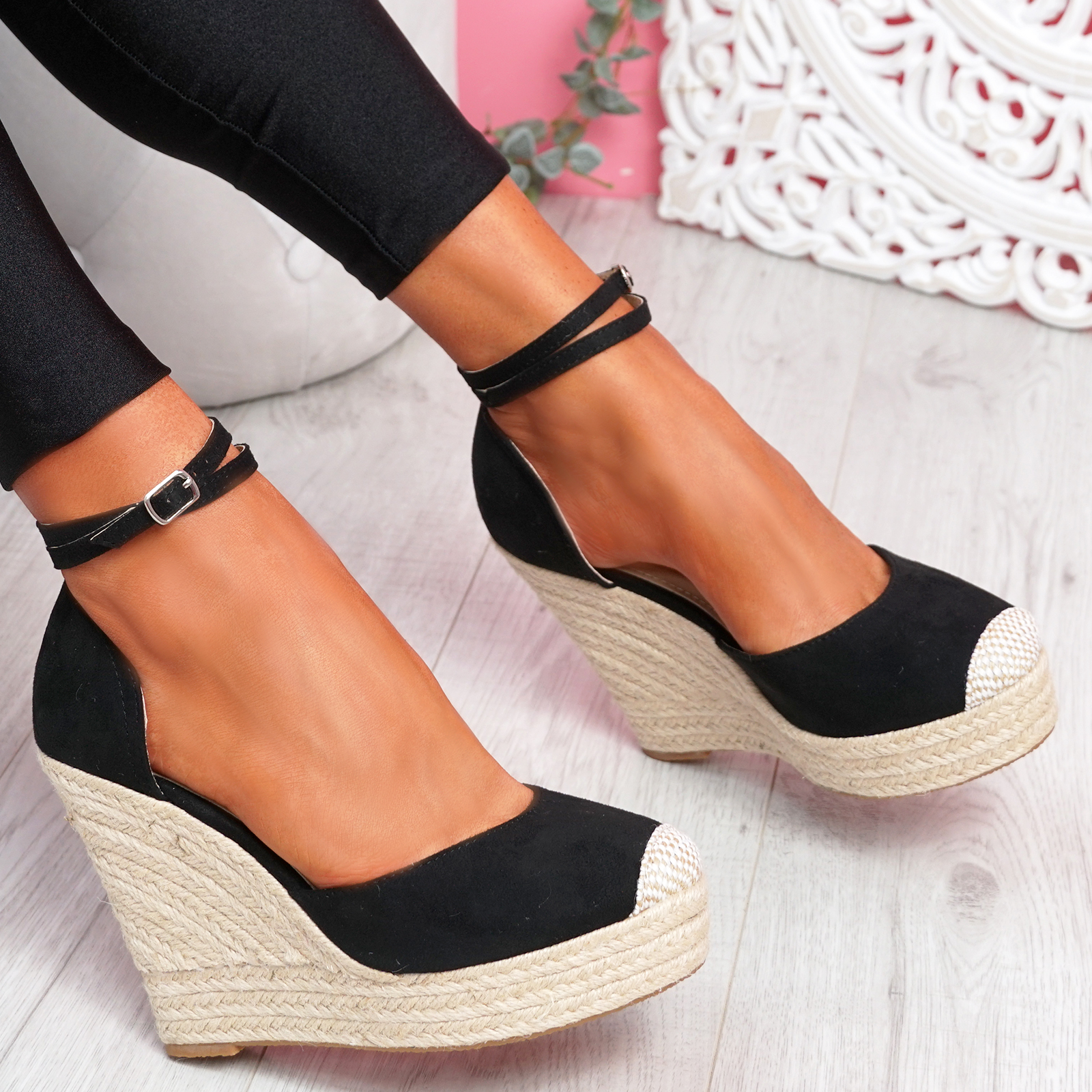 WOMENS LADIES HIGH FASHION WEDGE SANDALS ANKLE STRAP PLATFORM SHOES SIZE 3-8