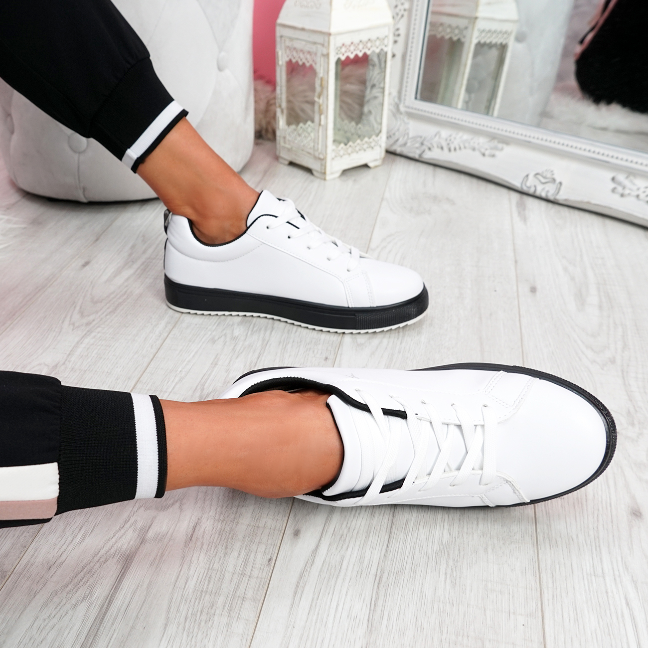 Zapatillas para Mujer Damas Plataforma Cordones de tenis para hombre Casual Zapatos Talla Uk 
