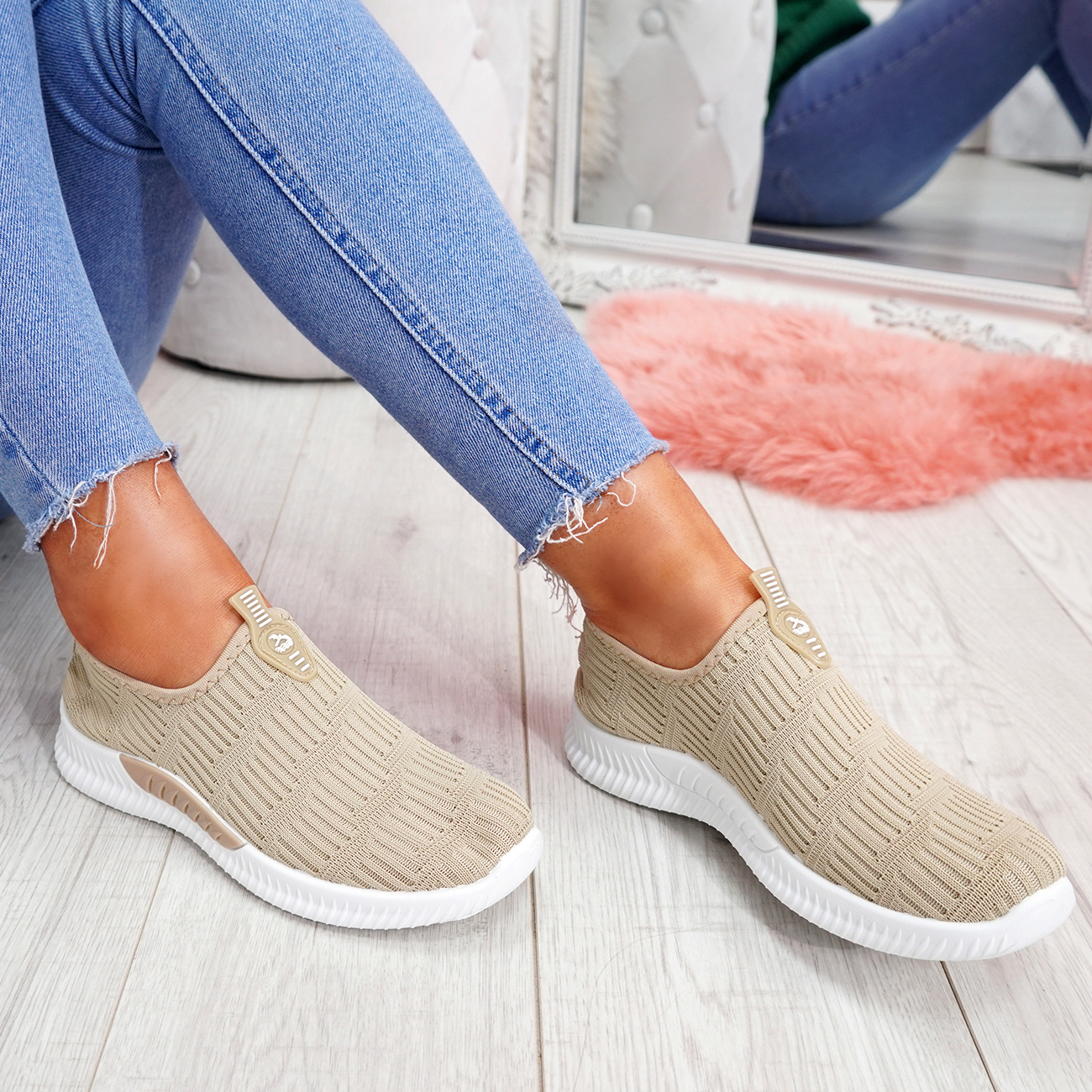 slip on knit trainers