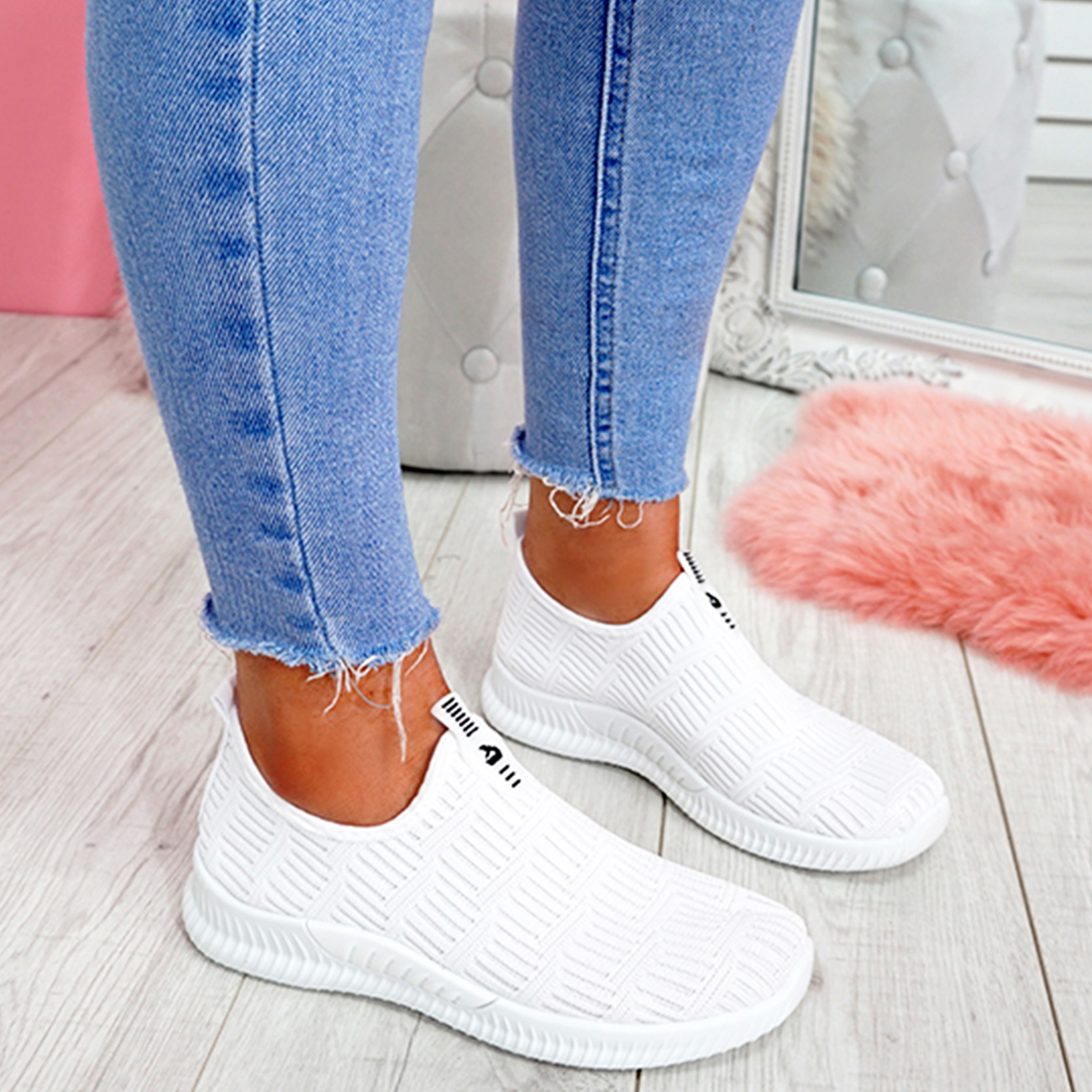 WOMENS SLIP ON KNIT STYLE TRAINERS LADIES SNEAKERS WOMEN SPORT SHOES ...