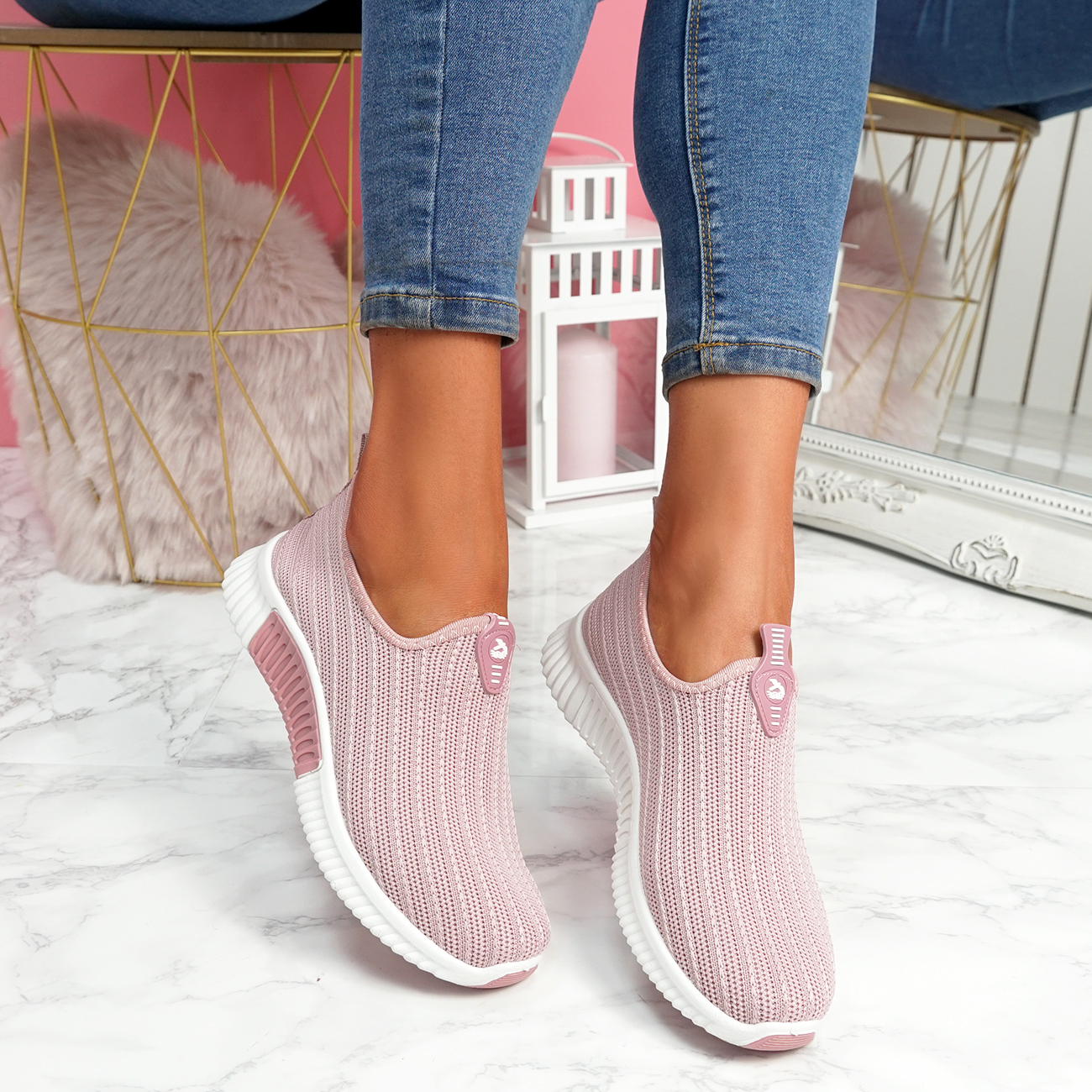 slip on knit trainers