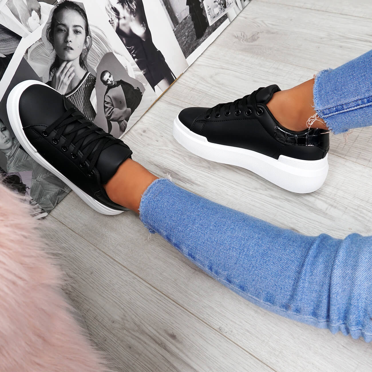 NEW WOMENS LADIES FLATFORM SNEAKERS PLATFORM TRAINERS LACE UP PLIMSOLL ...