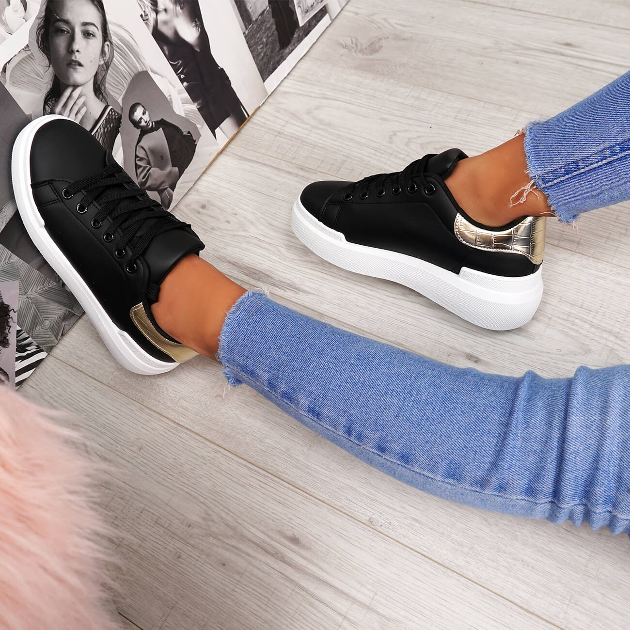 NEW WOMENS LADIES FLATFORM SNEAKERS PLATFORM TRAINERS LACE UP PLIMSOLL ...