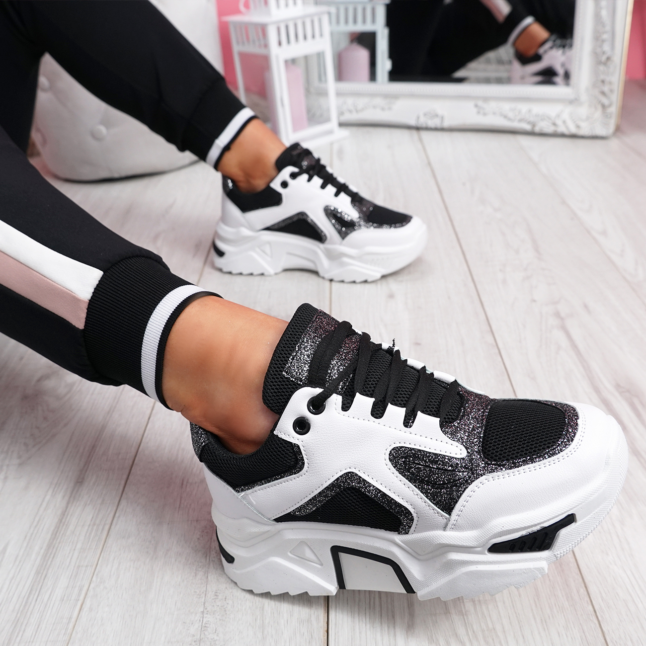 WOMENS LADIES CHUNKY SOLE PARTY SNEAKERS WOMEN TRAINERS SPORT PLATFORM ...