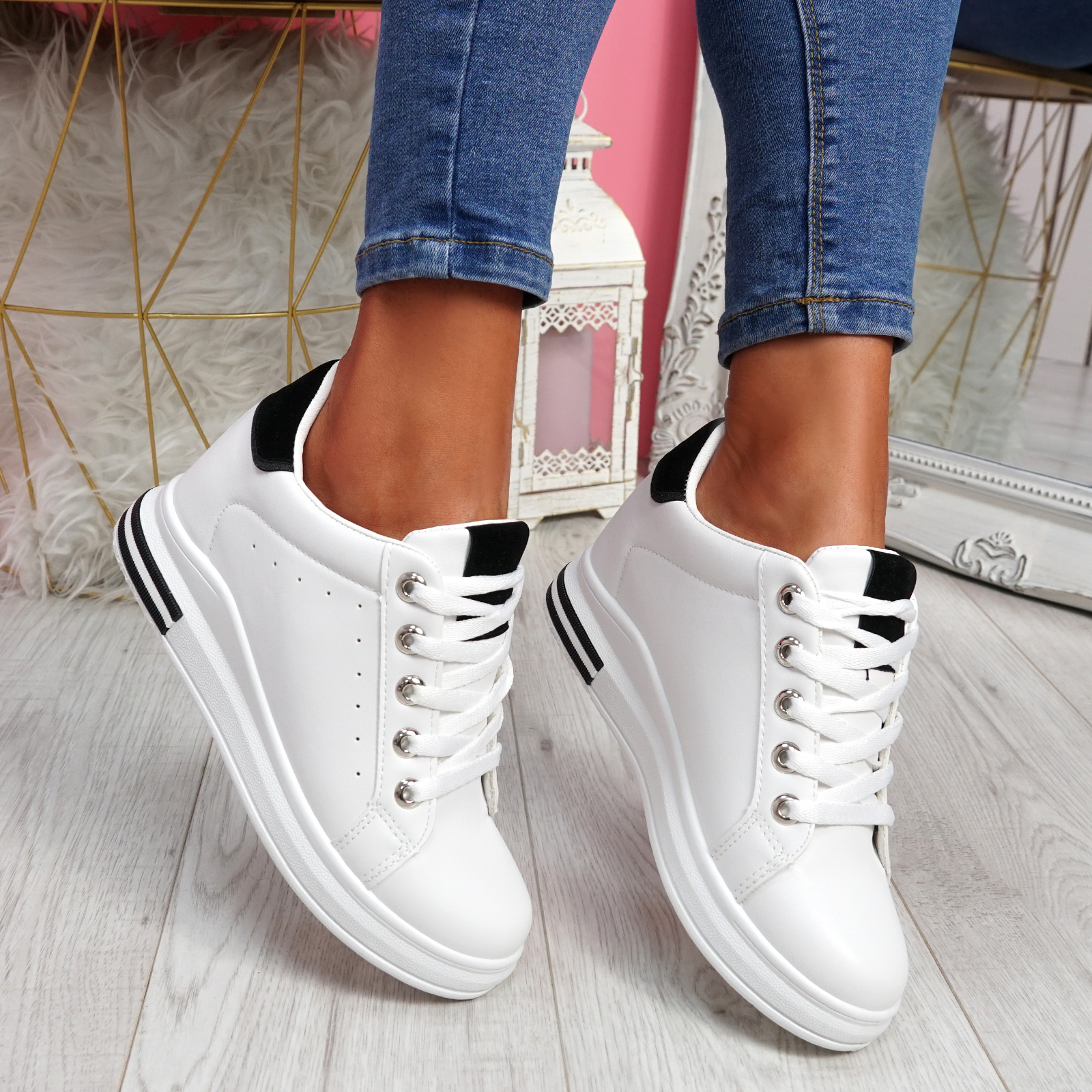 WOMENS LADIES WEDGE TRAINERS LACE UP SLIP ON PARTY SNEAKERS WOMEN SHOES ...