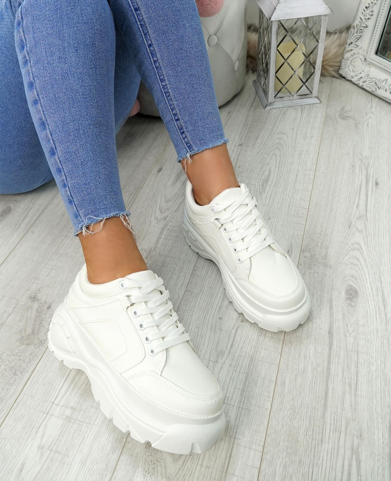 WOMENS LADIES CHUNKY TRAINERS LACE UP PLIMSOLLS SNEAKERS PARTY SHOES ...