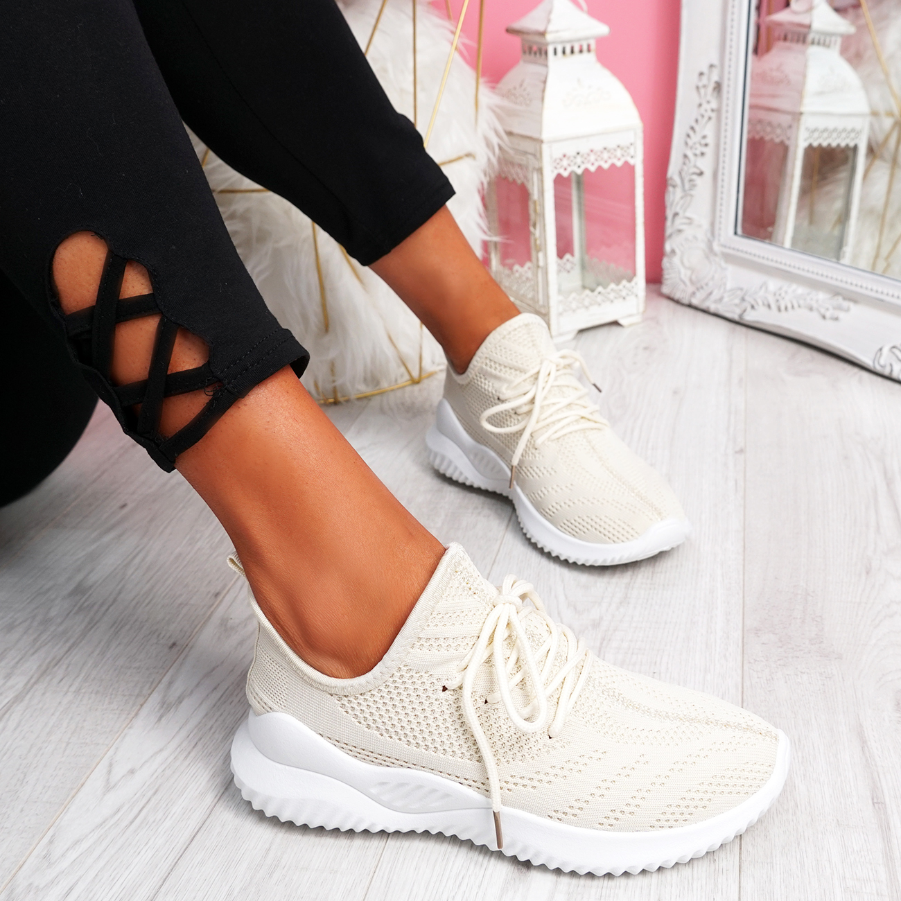 WOMENS LADIES LACE UP MESH SPORT TRAINERS PARTY RUNNING SNEAKERS WOMEN ...