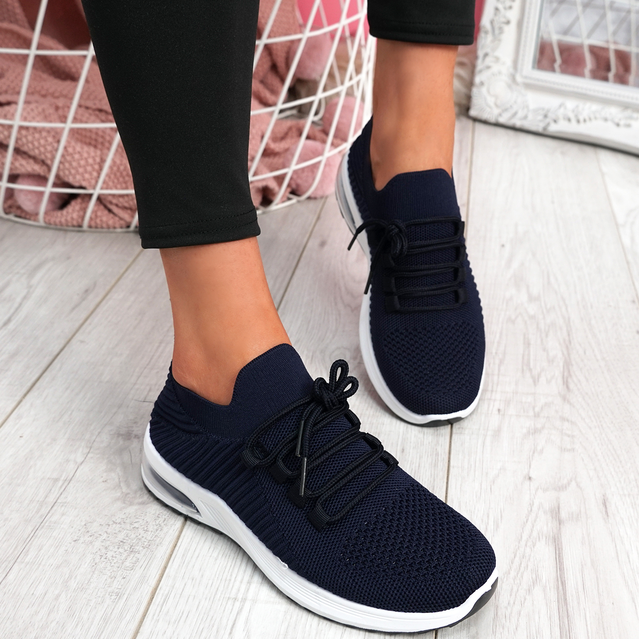 WOMENS LADIES KNIT LACE UP SPORT TRAINERS LOW HEEL SNEAKERS WOMEN SHOES ...