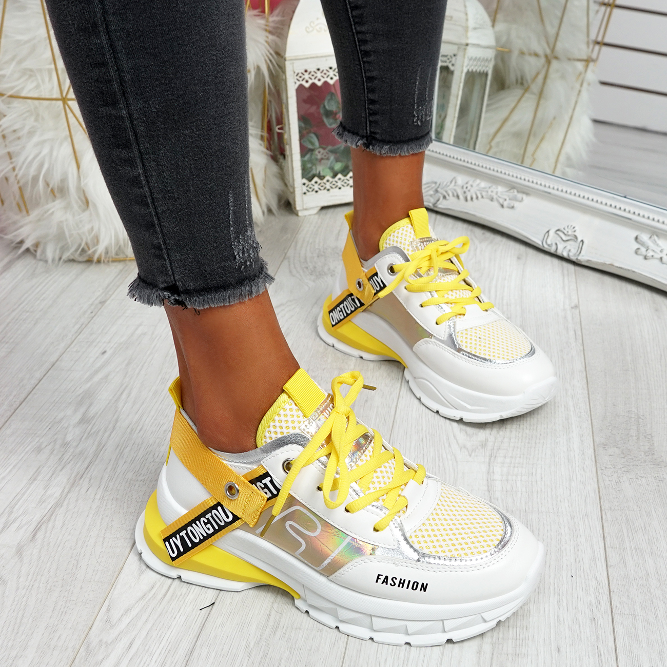Womens Ladies Lace Up Chunky Fashion Sneakers Women Party Trainers