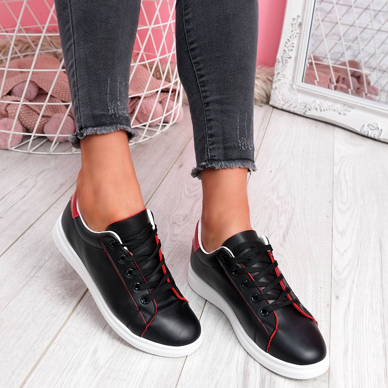 WOMENS LADIES LACE UP CASUAL TRAINERS 